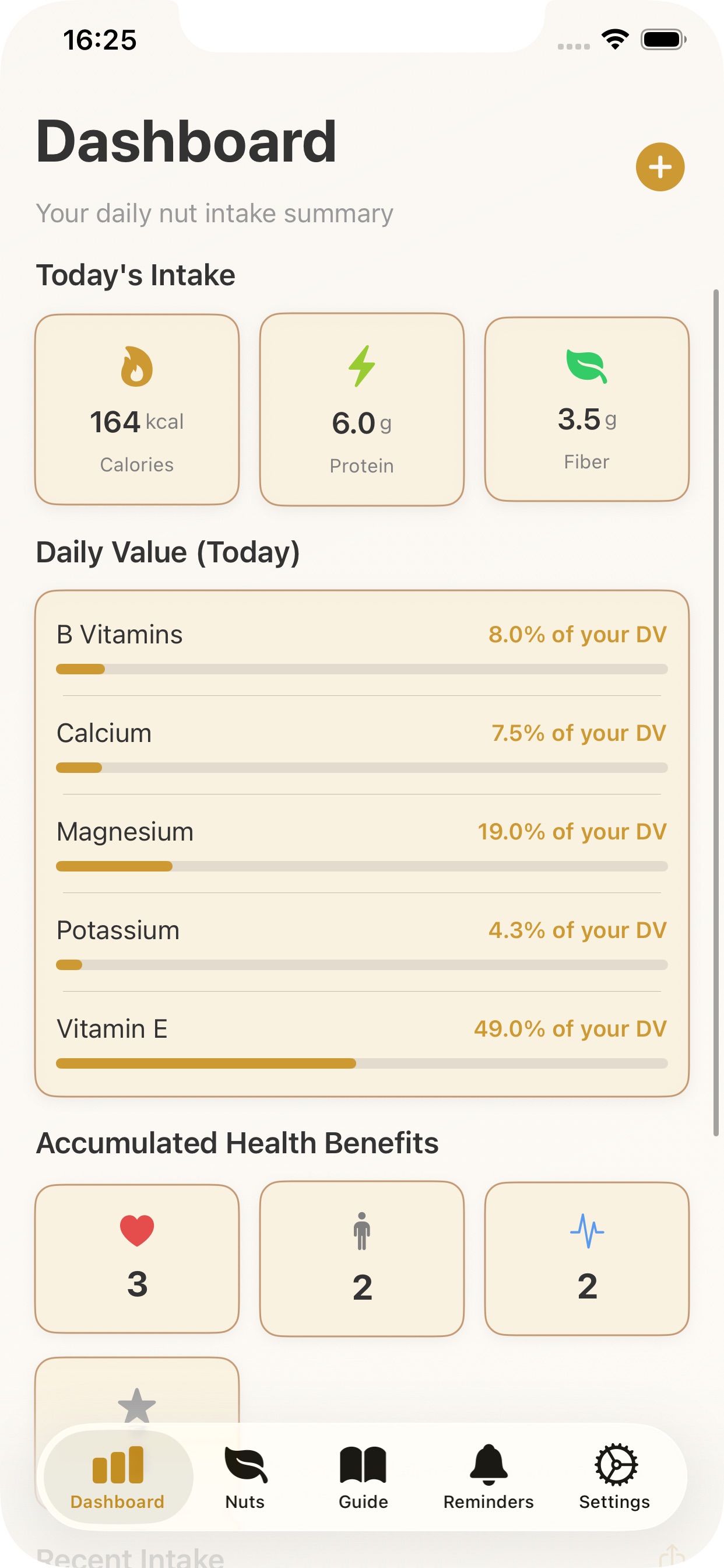 NutCase daily nut consumption tracker with calories and protein